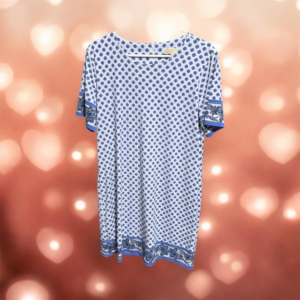 Michael Kors Blue and White Midi Dress